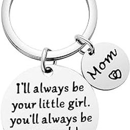 Tazweeq Mother's Day Gifts，Birthday Gift for Mom from Daughter，I'll Always Be Your Little Girl, You Will Always Be My World Keychain for Mom Valentine's Day, One Size-image-35