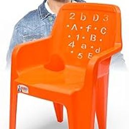 AVRO FURNITURE Joy Baby Chair for Kids, in Gloss Pattern for Kids, Nursery, Todlers with 40Kg Bearing Capacity and Strong & Sturdy Structure, Single Chair,Orange Color-20