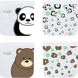 Melii EVA Reusable Snack Bags 4 Piece set, (2 Panda and 2 Bear)-28