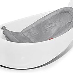 Skip Hop Bath Tub - Moby Smart Sling 3-Stage Tub, PVC-Free, Phthalate-Free, Non Slip Bath Tub for New Born with Drain Plug (Birth to 11Kg, White Color)-image-2