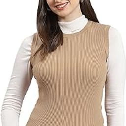 Womens Solid Round Neck Sleeveless Wool Blend Casual Sweater (1232792TP)-image-46