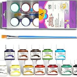 ArtRight 12 x 25ml Fabric Paint Set with Free Paintbrush - Acid-Free, Non-Toxic, and Rewettable Multicolored Artists' Fabric Colors for Painting on Fabrics and Textiles-16