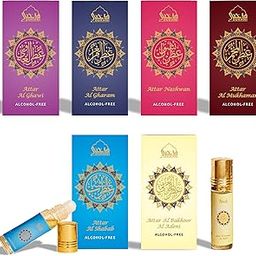 Yemeni Attar Oil Set by Dukhni | العطار العربي | Arabian perfume oils | 6 assorted scents x 6ml | Mini roll ons, arabic oud fragrance oil | Authentic,Alcohol free, Vegan, Collection Set for Gifting-image-1