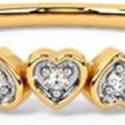 9 KT Yellow Gold Line of Hearts Diamond Band for Women-image-39