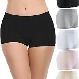 SunFlux® Boy Shorts Underwear for Women, Ladies Nylon Stretch Comfort Flex Fit Seamless Boyshort Panties Boxer Briefs 5 Pack-image-36