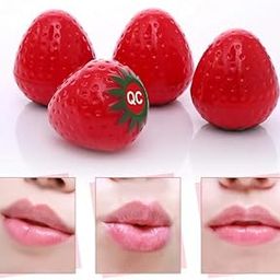bridester Cute lip balm, round lip balm ball, fruit flavor strawberry lip balm (pack of 2)-2