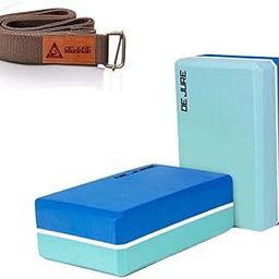 De Jure Fitness Yoga Essentials Combo – Non-Slip EVA Foam Yoga Blocks (Pack of 2, Blue-Green) & 8-Foot Polyester Strap with Buckle (Black) – Ideal for Stretching, Pilates, Balance & Meditation Support-image-62