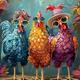 5D Diamond Art Kits Chicken for Adults, Rooster with Glasses, Diamond Painting Kits for Adults, Diamond Painting Kits for Home Wall Decor, 12x16 inch-image-31