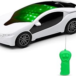 Gooyo 6328-2 Battery Operated 3D Lights Famous Remote Control High Speed Racing Car Toy for Kids | White Color, Power Source: 3xAA Battery in Car & 2xAA Battery in Remote Controller (Not Included)-1