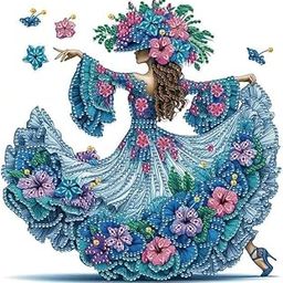 CRETELIYA 5D Diamond Painting Kit,Dance with Butterfly, Rhinestone Extremely Shiny Diamond Painting Art, Abstract Style Room Decoration (30Cm X 30Cm) (Flower Heat Girl)-image-22