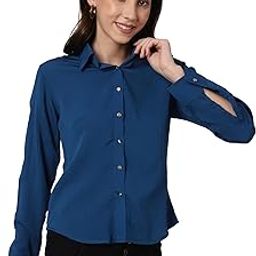 Women's Regular Fit Cotton Shirt with Collar and Full-Sleeves Season | Stylish and Classy Button-Down Formal Shirt-image-28