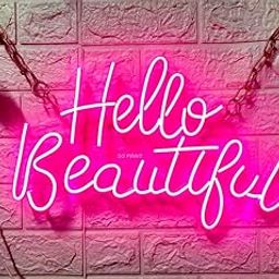 SG PRINT Hello Beautiful Large Neon light Sign for Wall Decor,with Dimmable Switch,Neon Light Sign for Holiday, Birthday, Wedding, Engagement Party, Pink (17x 11Inches) (Power Adapter included)-image-58