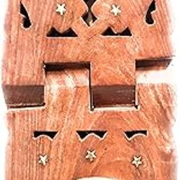 VDR Wooden Hand Carved Foldable Book Stand | Wood Rehal for Quran, Bible, Bhagavad Gita | Religious Books Holder | 30 x 14 Cm | Made in India-13