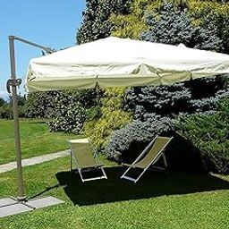 Invezo Impression Garden Umbrella 360 Degree Rotating Outdoor Umbrella (8 X 8 Ft, White) With 70 Kgs Granite Base - Patio/Big Size Outdoor Umbrella-picture-12