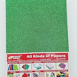 GOLD LEAF Glitter EVA Foam Sheets for Art and Craft Work Decoration, Scrap Booking Paper A4 Sparkles Gift Wrapping Foam Sheet(Pack of 10 Sheets) (Green)-image-84