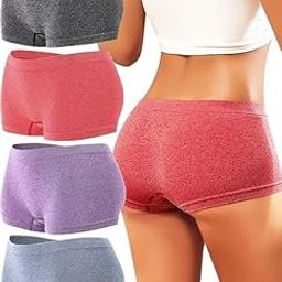 Womens Boyshorts Underwear Seamless Boxer Briefs Full Coverage Soft Stretch Boxer Shorts for Women 4 Pack-image-34