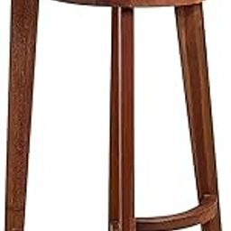 Indigo interiors Sheeesham Wood Bar Chairs/Bar Stool/Kitchen Chair With Rounded Back Rest With Arm Rest In Natural Brown Finish 29 Inches Seating Height, Teal-image-30