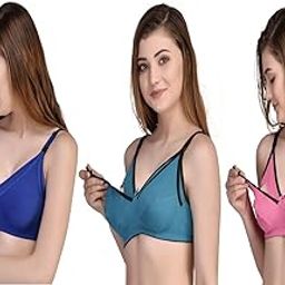 Zourt Poly Cotton B Cup Feeding Bra Set of 3-picture-53