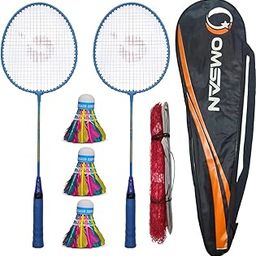 Aluminium Badminton Racquets Cover (Set of 2) 3 Plastic Shuttles and Net Badminton Kit ()_BZ_Fine touch-3CS-B-N-image-75