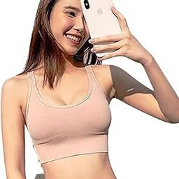 Women's Cotton Cross Back Sports Bras | High Impact Full Coverage Wirefree Adjustable Back Hook | Workout Running Yoga Bra (183 Sport Bra Khakhi-L 34C)-picture-24