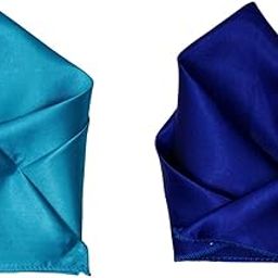 Men’s Satin Pocket Square Set – Teal Blue & Royal Blue Solid (Pack of 2)-image-56