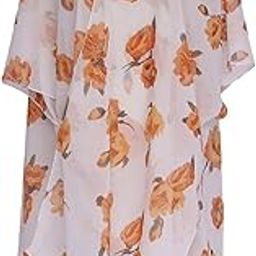 CALANDIS™ Beach Cover Up Kimono Cardigan Chiffon Floral Beach Blouses Dress Yellow | Womens Clothing-image-59