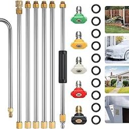 VOLMATE Pressure Washer Extension Wand Set 6 Spray Nozzles, 4000 PSI, Gutter Cleaning Tools, 1/4" Quick Connect, Anti-Leak Ring-picture-21