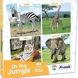 Frank in The Jungle Animal Puzzle - A Set of 4 Jigsaw Puzzle for Kids Above 4+ Years - Fun & Challenging Brain Booster Games - Educational Puzzle for Focus and Memory - 10502-12