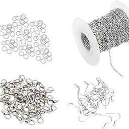 R H LIFESTYLE 91 Pcs Jewellery Making Material DIY Earing Making Kit Silver Metal Chain for Jewelry Making, Lobster Hook, Jumpring & Earring Hook (Silver)-22
