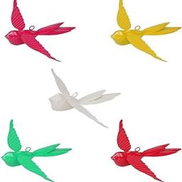 Elan Hanging Decorative Rockstar Bird for Home Balcony and Garden Decor (Set of 5- Multicolour)-0