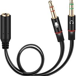 SENBUN Gold Plated 3.5 mm Headphone Splitter for Computer 2 Male to 1 Female 3.5mm Headphone Mic Audio Y Splitter Cable Smartphone Headset to PC Adapter– Black (Pack of 1)-27