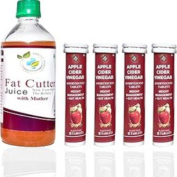 Fat Cutter Juice with Mother + Apple Cider Vinegar Effervescent Tablets (4 Bottles) | 1 Month Combo | Plant-Based | Weight & Gut Support-28