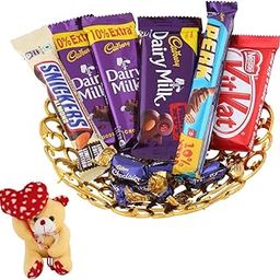 SFU E Com Tasty Fruit And Nut Choclate Blast | Valentine Heart Teddy Bear With Chocolate Combo | Valentine Chocolate Hamper | 046-24