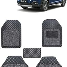 AUTOZOOM 7D Universal Fit Luxury Leather Car Foot Mat Complete Floor Set with Heal Pad 100% Waterproof and Washable Compatible with - Xl6 (2019 to 2020),Color Black-image-86