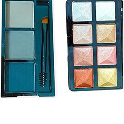 Lui Pui 3 in 1 Eyebrow Powder Palette With Shimmery Eyeshadow with Highly Pigmented Shades, Long Lasting Eye Makeup Palette-45