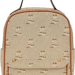 Designer Mini Backpack for Women, Beige Canvas with Leather Trim, Stylish Printed Shoulder Bag for Casual, Travel & Daily Use – 30 x 24 x 14 cm-image-57