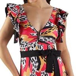 Women Printed One-Piece Swimsuit - Tropical Printed Black & White Monokini | Bandeau Neck Stylish & Comfortable Women Swimwear | Fashionable Summer Beachwear-image-53