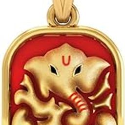925 Sterling Silver Gold Plated Lord Gajanana Enamel Pendant for Men & Women With Cable Chain | Pure Silver Religious Locket for Good Health & Wealth-13