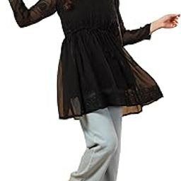 Women's Hand Embroidered Lucknowi Chikankari Short Georgette Peplum Gown-picture-25