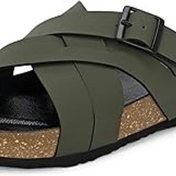 Men's Cushion Sliders/Slippers | PU Padding on the Footbed | Bounce Back Technology | Comfortable & LightWeight | Stylish & Everyday Flip Flops for Gents (6868)-picture-4