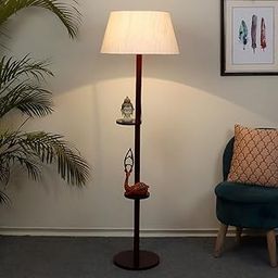 tu casa Floor Lamps with Mango Wood Base & Off-White Cotton Shades for Home Décor, Bedrooms Corner, Living Room, Gifting, Diwali, Dining Space, Study Room, Hall (H- 148cm) - Bulb not Included-picture-7