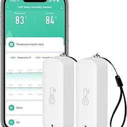 WiFi Hygrometer Thermometer Sensor: Wireless Smart Temperature Humidity Monitor with App Notification Alert, Data Storage Export, Calibration Function, Compatible with Alexa (White-2Pack)-image-10