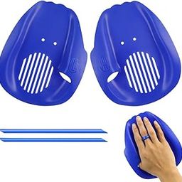 Proberos® Swim Paddles, Beginners Hand Paddles for Teens & Adults Swim Paddles with Detachable Middle Finger Fastening Straps PC Swim Paddles for Strength and Endurance Building, S, 13.4x16.5cm-image-2