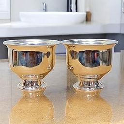 Sigaram 2 Cup Plain Kum Kum Holder | German Silver Haldi Kumkum Stand | 2.5 Inch Height, 120g | Looks Like Pure Silver | Pooja & Gift Item | K4636-image-36