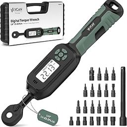 1/4 Torque Wrench Digital(1.1-22.2Ft.Lb) ±2 % Accuracy Digital Torque Wrench 1/4 Drive with Buzzer and LED Flash Track Mode Inch Pound Torque Wrench Set with Bits & Sockets for Bike Moto Gunsmithing-image-84
