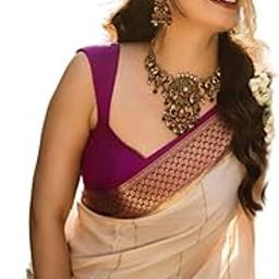 Traditional Jacquard Saree with Heavy Border Design | Gold Border Saree | Kerala Wedding Saree | South Indian Bridal Saree | saree with Contrast Blouse | Traditional Gajra Look | Festive Ethnic Wear-picture-51