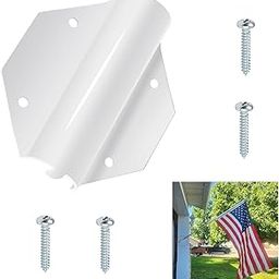 Ctuoptuo Side Mount Flag Holder Accepts a 1" Pole: White Powder Coated Steel Side Mount Wall Mount Bracket with 4 Screws (1, White)-image-55