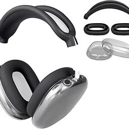 SOULWIT Protective Kit for AirPods Max, Headband Cover + TPU Case Protector + Silicone Ear Pads Cover, Sweatproof Accessory, Easily Washable, Anti-Scratch (Black)-20