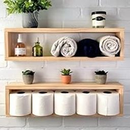 CRAFTED TURN Set of 2 Floating Wood Shelf, Square Floating Shelf, Ledge Shelf, Rustic Floating Shelf, Wooden Wall Shelf, Rustic Home Decor, Farmhouse Decor, Size - 45 x 8.9 x 16.5 CM Natural Finish-image-83