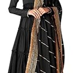 Women's Solid Gown with Dupatta (Black_Maroon)-picture-13